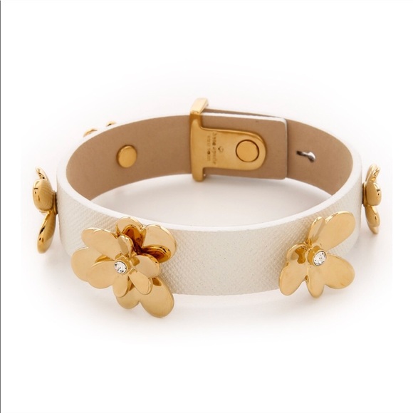 kate spade Jewelry - Kate Spade white pansy blossoms leather bracelet